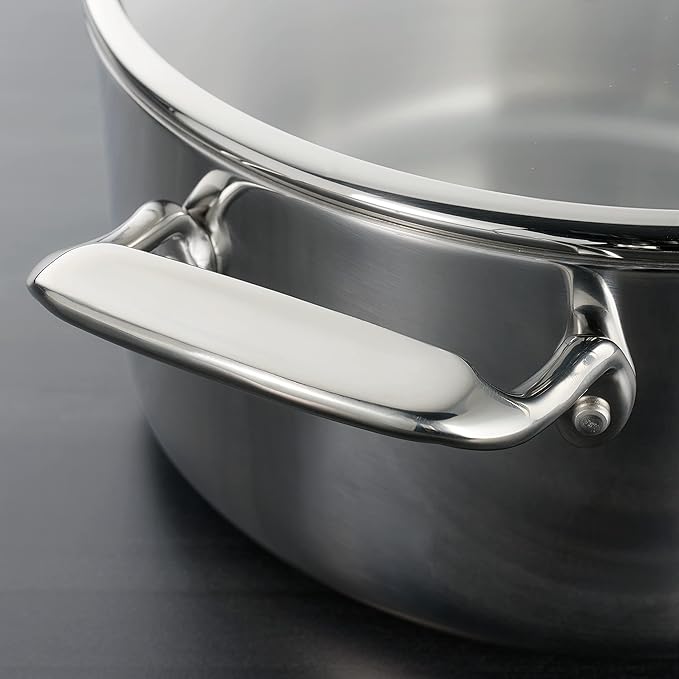 Tramontina Tri-Ply Clad Stainless Steel 6-Quart Saute Pan with Glass Lid, Induction-Ready Cooking Pan, Dishwasher-Safe, NSF-Certified