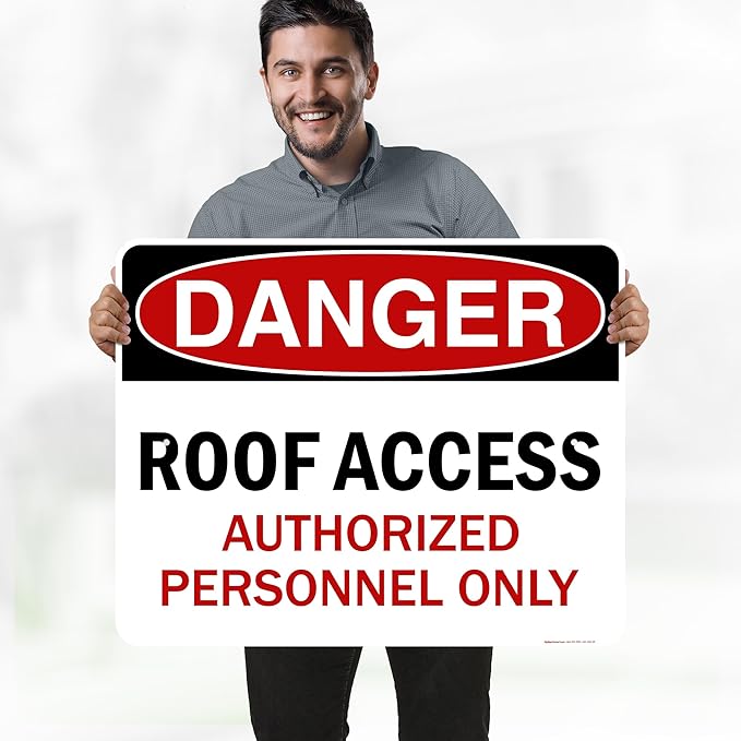 Danger Roof Access Authorized Personnel Only Sign, 24x30 Inches, Rust Free .063 Aluminum, Fade Resistant, Made in USA by My Sign Center