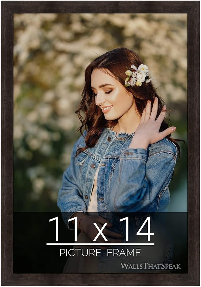 wallsthatspeak 11x14 Photo Frame for Pictures or Artwork, Espresso Brown