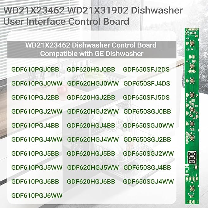 New Upgrade WD21X31902 WD21X23462 Dishwasher User Interface Control Board, WD21X31902C Control Board Compatible with GE Dishwasher, Replace Parts WD21X26179 WD21X32000