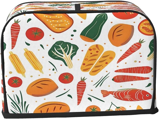Toaster Cover 2 Slice Bread Vegetables Food Waterproof Appliance Cover with Hang Loop Bread Baker Toaster Cover for Kitchen