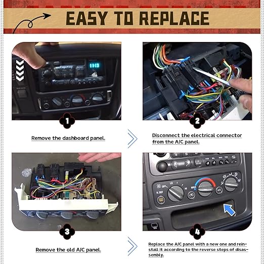 599-006 Heater Climate Control Panel Module A/C Climate Control Module with Rear Window Defogger Switch Compatible with Chevy Suburban Tahoe GMC Yukon 1996-2000 9378805 15-72547