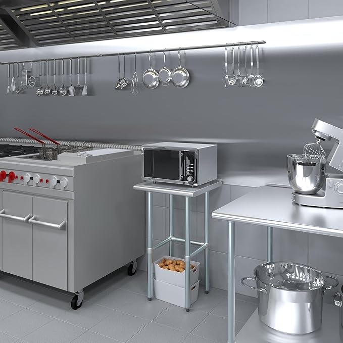 AmGood Stainless Steel Work Table Open Base | NSF Kitchen Island Food Prep | Laundry Garage Utility Bench (20" Long X 20" Deep)