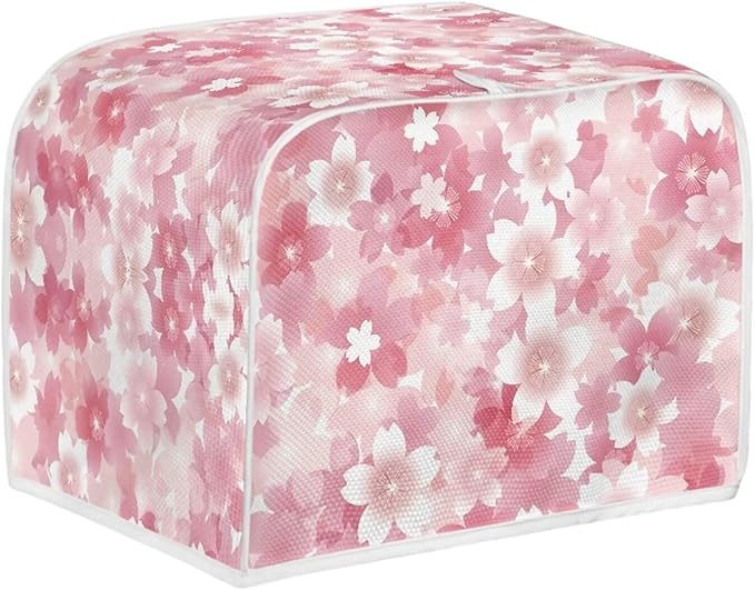 Pink Cherry Blossom Print 2 Slice Toaster Cover Foldable Kitchen Small Appliance Cover Dust and Fingerprint Protection,Machine Washable