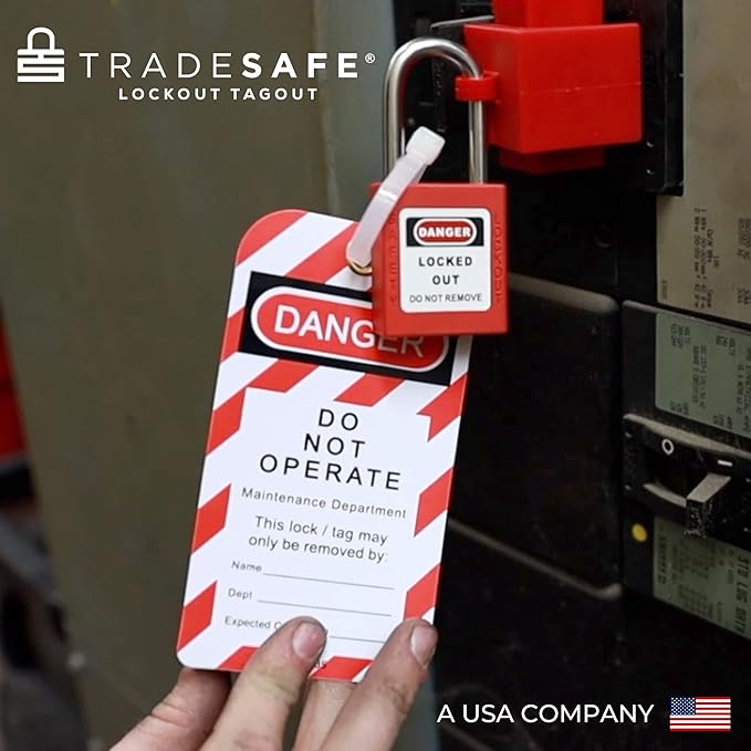 TRADESAFE Lockout Tagout Tags - 60 Danger Do Not Operate Tags with 60 Zip Ties, Premium 32 mil Vinyl, OSHA Compliant Loto Tags for Lock Out Tag Out, Out of Service, Electrical Equipment Repair