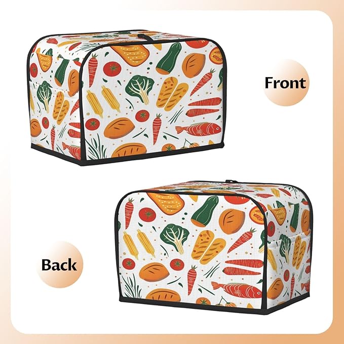 Toaster Cover 2 Slice Bread Vegetables Food Waterproof Appliance Cover with Hang Loop Bread Baker Toaster Cover for Kitchen
