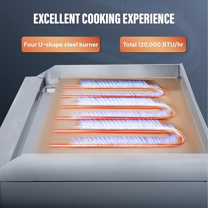 WESTLAKE 60"W Commercial Gas Griddle Countertop Natural Gas and Propane Griddle with 5 Burners 150000 BTU, Stainless Steel Plate Grill for Restaurants