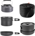aiGear Camping Cooking Set Cookware Mess Kit with Storage Bag Pot Pan and Teapot Set Camping Accessories for Outdoor Camping Hiking Picnic Portable and Lightweight Aluminum Color Green,Black,Orange