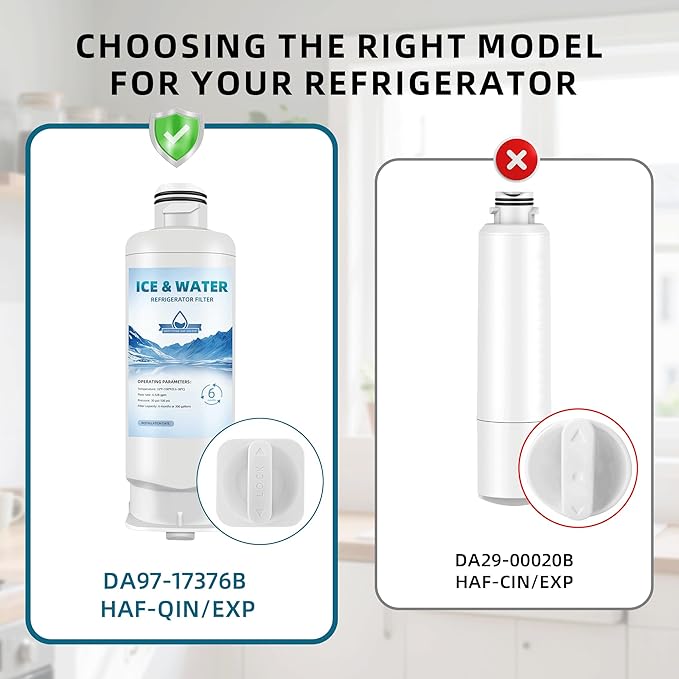 DA97-17376B HAF-QIN/EXP Replacement for Samsung Bespoke Water Filter, HAF-QIN, rf32cg5400sr, rs27t5200sr, rf32cg5100sr, rf29bb8600ql/aa, rf23bb8600qlaa, rf25c5551sr, rf28t5001sr, 3-Pack