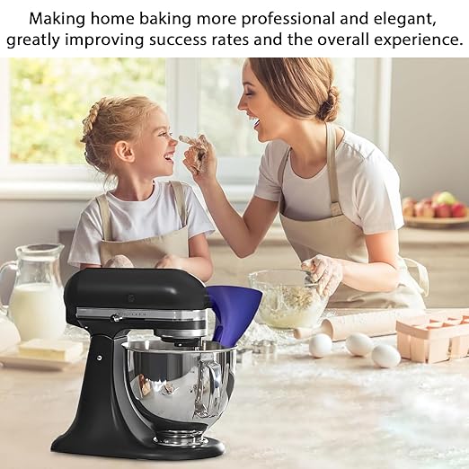 Flour Funnel for Kitchen Aid Mixer, Stand Mixer Attachment, No Mess Anti Spill Design for 4.5-5 Qt Tilt Head Dishwasher Safefor Normal Temperature Wash, Baking Tool (Black)