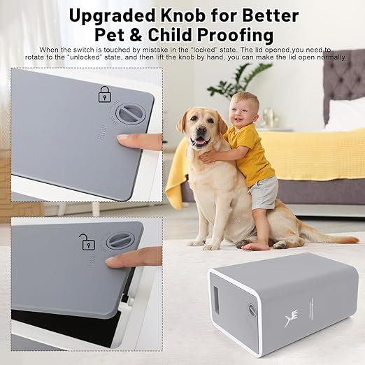 XPIY Trash Can with Lid, 2 Pack 4 Gallons/15 Liters Garbage Can with Press Top, Small Trash Can Dog Proof, Plastic Trash Bin, Waste Basket for Bathroom|Kitchen|Bedroom|Office (2, Grey)