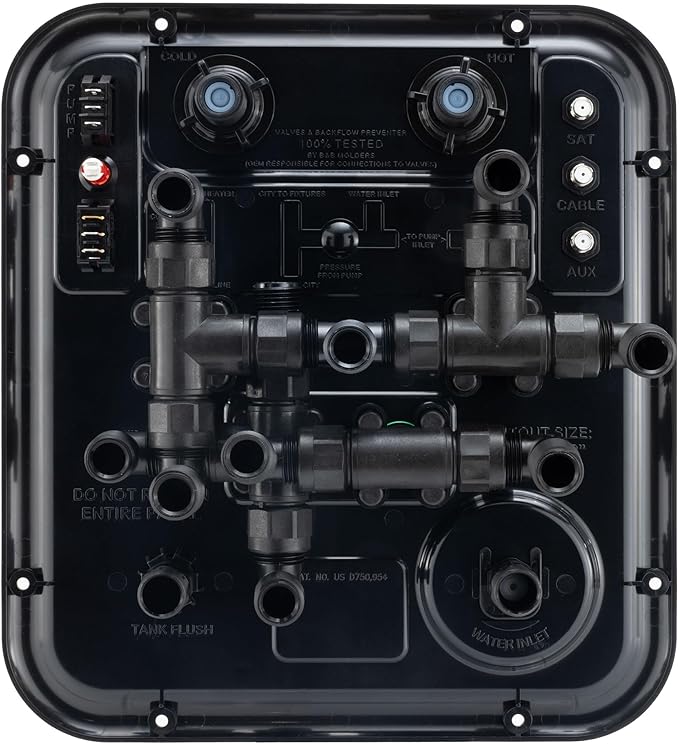 RecPro RV Water Management Panel | Nautilus P4 | 8-Function City-Water Fill | Made in America (Black)