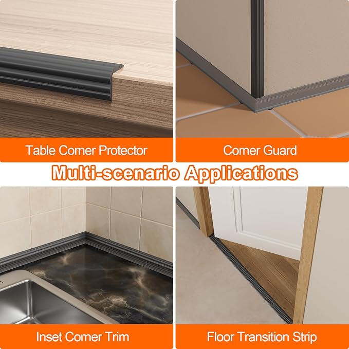 Wall Corner Protector & Edge Guard，Peel and Stick Wall Trim Moulding Inside & Outside Corner Molding Trim Caulk Strip, Self Adhesive Trim for Wall Edge,Ceiling,Countertop, 2.36” W x40’ L，Black