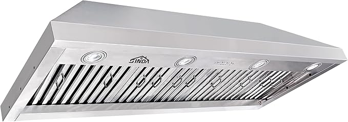 SINDA 48 inch Built-in/Insert Range Hood 1150 CFM, Stainless Steel Under Cabinet Range Hood Kitchen Vent Hood with Liner and SINDA Internal Motor, 4-Speed Fan, Adjustable Lights, Baffle Filter