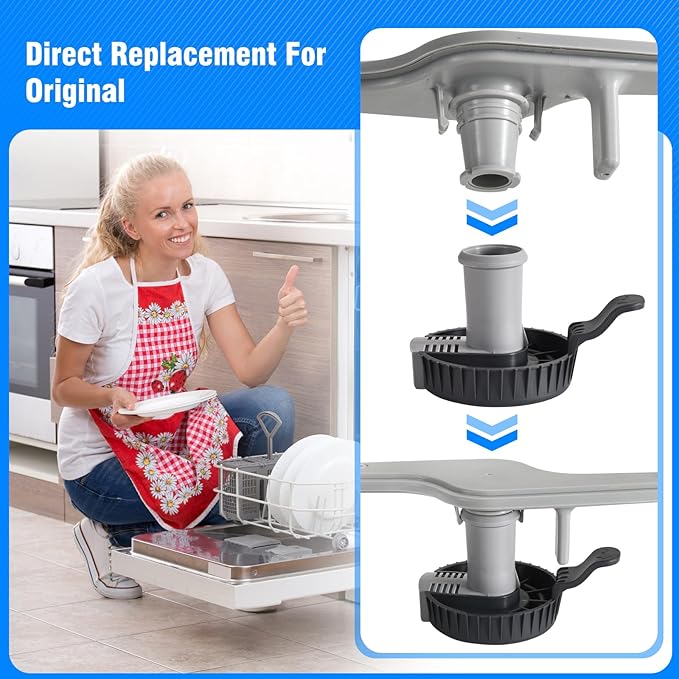 154568002 Dishwasher Lower Wash Arm and 5304518968 Dishwasher Lower Spray Arm Support and 5304506518 Trap Drain Filter Support for Frigidaire Electrolux 1545680 5304517203 154568001 154414101 (Grey)