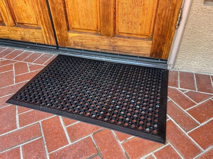 Envelor Anti Fatigue Mat 4 Pack Rubber Floor Mats Door Mat Non Slip Drainage Mat for Entryway, Kitchen, Restaurant, Garage, Heavy Duty Use Doormat, Commercial Floor Mat Industrial 24 x 36 Inches