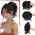 SOFEIYAN Claw Clip Short Ponytail Extension DIY Bendable Wires Hair Bun Fluffy Fake Hair Piece Straight Synthetic Hair Ponytail Extensions for Wonen - Black Brown