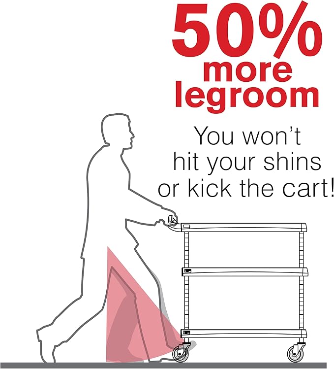 Metro myCart Plus Utility Cart - Choose-Your-Height Adjustable Heavy Duty Rolling Cart for Home, Commercial and Industrial Use - 2-Shelf, 400 lbs Capacity - 27.7" W x 40.25" L x 36.8-40.8" H - Black