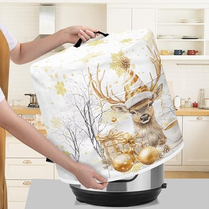 Golden Elk Dust Cover for Kitchen Instant Pot Accessories Appliance Cover Quart Pressure Cooker Air Fryer Rice Cooker Kitchen Appliance Dust Covers with Storage Pockets Size L
