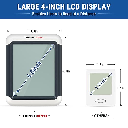 ThermoPro TP55 Digital Indoor Hygrometer Thermometer, 4-Inch Temperature/Humidity Monitor with Touchscreen and Backlit, Indoor Room Thermometer/Humidity Meter for House Home Greenhouse