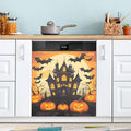 Halloween Castle Pumpkin Dishwasher Magnet Cover Panel,Magnetic Dishwasher Covers Refrigerator Sticker Decal Halloween Decorative Washing Machine Cover for Home Kitchen,23x26in