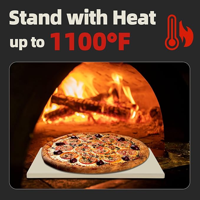 12.6" Square Pizza Stone, Heavy Duty Cordierite Pizza Pan for Grilling & Pizza Oven, High Temperature Resistant Baking Stone for Pizza, Bread, Meat
