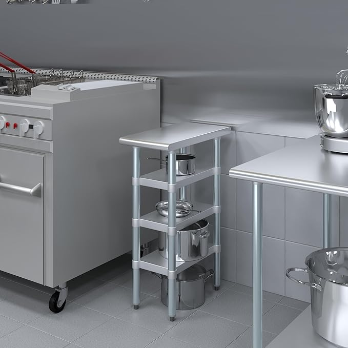 24 in. x 12 in. Stainless Steel Work Table with Three Bottom Shelves | NSF Kitchen Prep Table | Utitly Metal Table