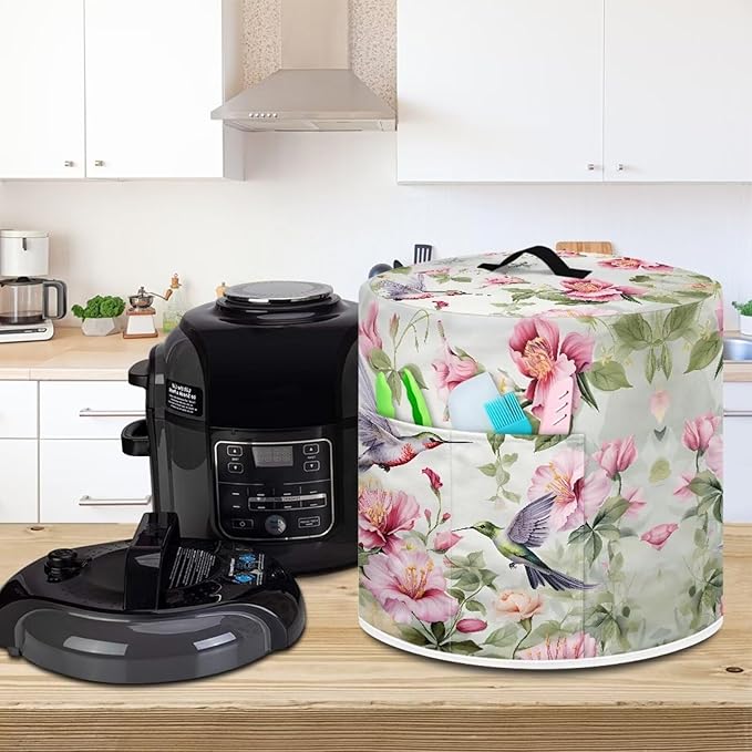 Hummingbird Print Pressure Cooker Cover for Women Dust-proof Cover for Rice Cooker Air Fryer Kitchen Appliance Covers with Top Handle and Pocket Home Kitchen Decor Gifts for Friends