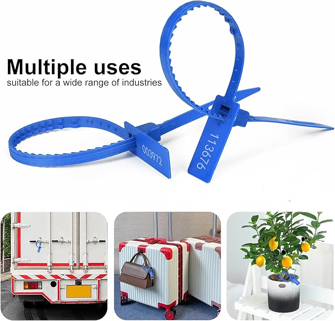 Heavy Duty Plastic Security Seals with Self-Locking, Tamper Evident Design - Blue, 1000 PCS (13.2" x 337 mm)