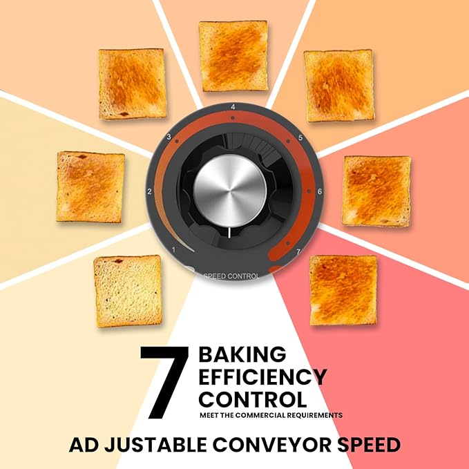PYY Commercial Conveyor Toaster - 150 Slices/Hour Heavy Duty Stainless Steel Toaster for Toast, Bagel, Bun, Bread, Ideal for Restaurant/Bakery/Buffet