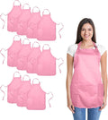 DALIX Apron Commercial Restaurant Home Bib Spun Poly Cotton Kitchen Aprons (2 Pockets) (12, Pink)