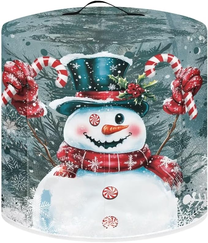 Kawaii Snowman Dust Cover for Kitchen Instant Pot Accessories Appliance Cover Quart Pressure Cooker Air Fryer Rice Cooker Kitchen Appliance Dust Covers with Storage Pockets Size M