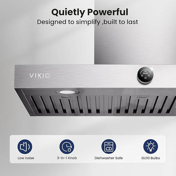 36 Inch Wall Mount Range Hood 1200CFM, Stainless Steel Convertible Ductless/Ducted Stove Vent Hood, Low Noise Kitchen Vent Hoods with Duct Cover, 2 Lights 3 Baffle Filters, Touch & Knob Control