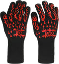 1-Pair BBQ Gloves, 1472°F Heat Resistant Non-Slip Grilling Oven Gloves for Barbecue/Baking/Cooking [L Size, Red]