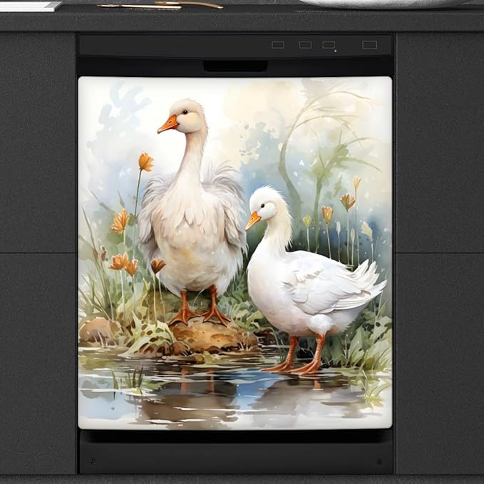 Dishwasher Magnet Cover Farm Animal Duck Reusable Dishwasher Magnetic Cover Sticker Decorative Dish Washer Door Cover Panel for Home Kitcen Appliance
