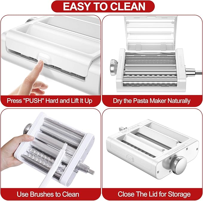 RETHONE Pasta Maker Attachment for KitchenAid Stand Mixers -3 in 1 Set Pasta Attachments includes Pasta Roller, Spaghetti Fettuccine Cutter, Pasta Machine Attachment Accessories for KitchenAid