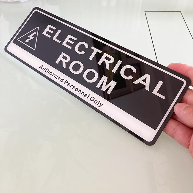 Door Sign,RAMIEYOO Acrylic Authorized Personnel Only Signs for Door,Black and White - 9"x 3" (Electrical Room)
