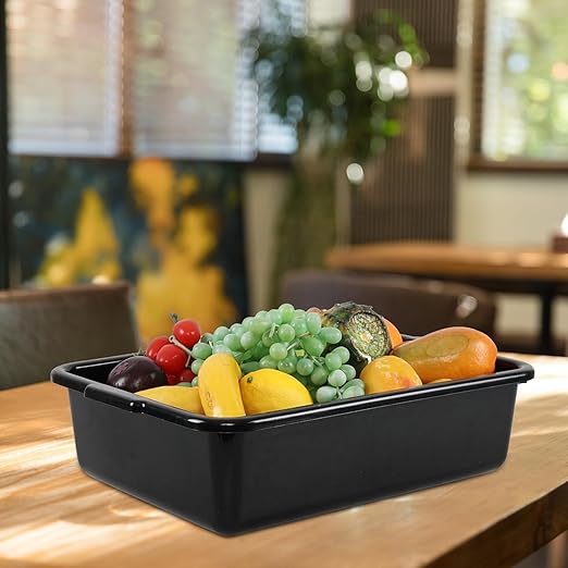 13 L Commercial Bus Tubs, Plastic Commercial Utility Bus Bin, 4 Packs, Black