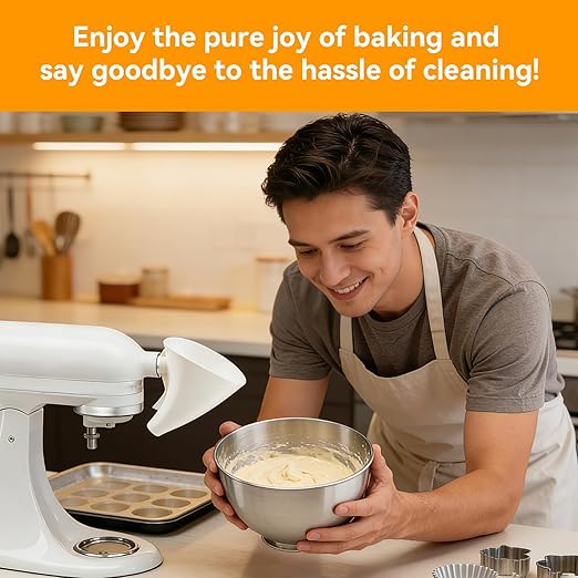 Flour Funnel for Kitchen Aid Mixers – Stand Mixer Attachment for Easy Pouring of Flour and Eggs, Prevents Spills and Mess, Anti-Splash Accessory for Convenient Home Baking