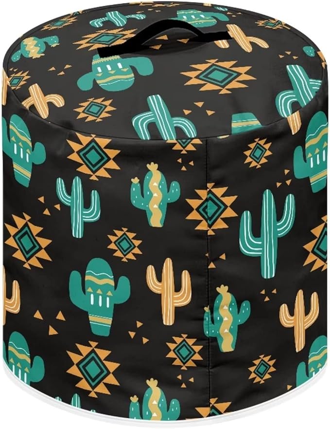 Western Cactus Print Round Pressure Cooker Cover 3 qt,Boho Kitchen Appliance Dust Cover for Round Pressure Cooker Rice Cooker,Air Fryer Cover,Toaster Cover,Oven Cover
