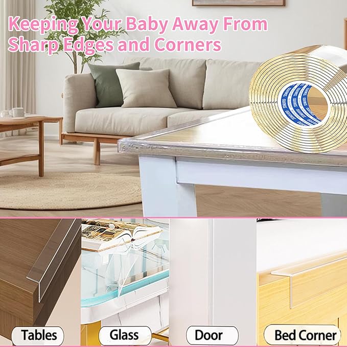 Clear Baby Edge & Corner Protector Strip - 1.8 in × 13 FT Self-Adhesive Safety Bumper, Transparent Anti-Collision Guard for Table, Cabinet, Furniture & Wall | Baby Proofing Essential