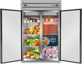 Commercial Refrigerator Freezer Combo, 47"W Upright Freezer Dual Zone, 35 Cu.Ft Standup Freezer Stainless Steel, Reach-in Cooling for Kitchen, Restaurant
