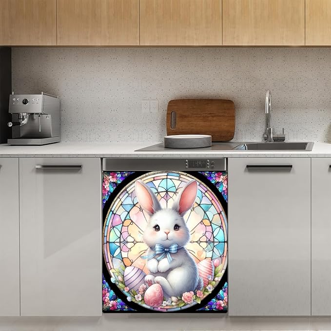 Dishwasher Magnet Cover Easter7 Front Dishwasher Cover Decoration Reusable Magnetic Door Cover Panel Decal Home Appliances Stickers Kitchen Refrigerator Fridge 23"x26"