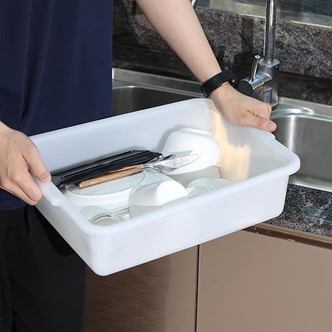 12 Packs 13 L Commercial Tote Box, Food Service Bus Tub Trays, White