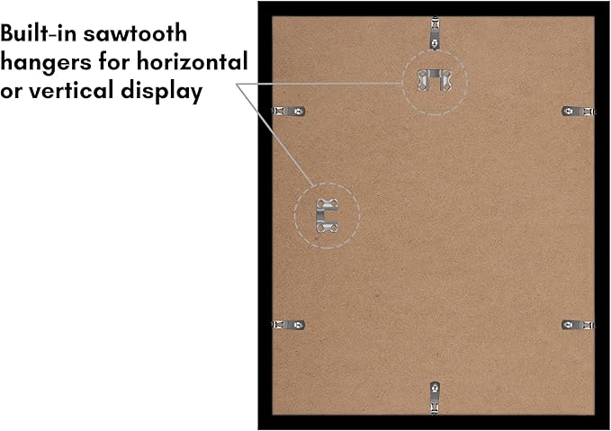 Americanflat 12x15 Picture Frame with Polished Plexiglass - Set of 5 - Use as 9x12 Frame with Mat or Display 12x15 Photo Without Mat - Galleria Collection - Picture Frames for Wall Display - Black