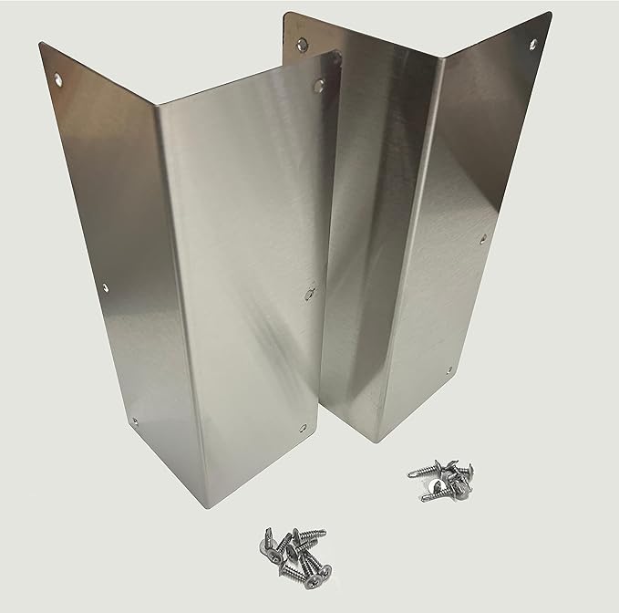 20ga Brushed 304 Stainless Steel Corner Guards for Vinyl Siding - Weed Whacking Protection (Pack of 2) (3" x 3" x 9 1/4")