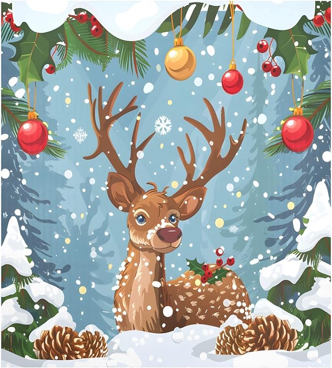 Reindeer Christmas Holly Snow Dishwasher Magnet Cover Magnet Sticker for Kitchen 23x26in Dish Washer Magnet Cover Refrigerator Magnets Panel Decal Pad