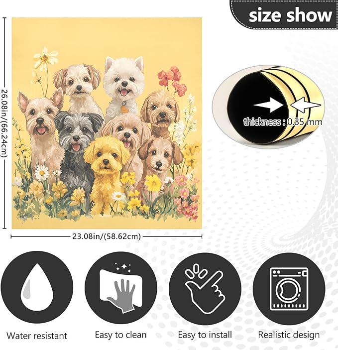 Dishwasher Magnet Cover, Dogs Magnet Sticker Fridge Panel Decal for Home Kitchen Decor, 23x26in