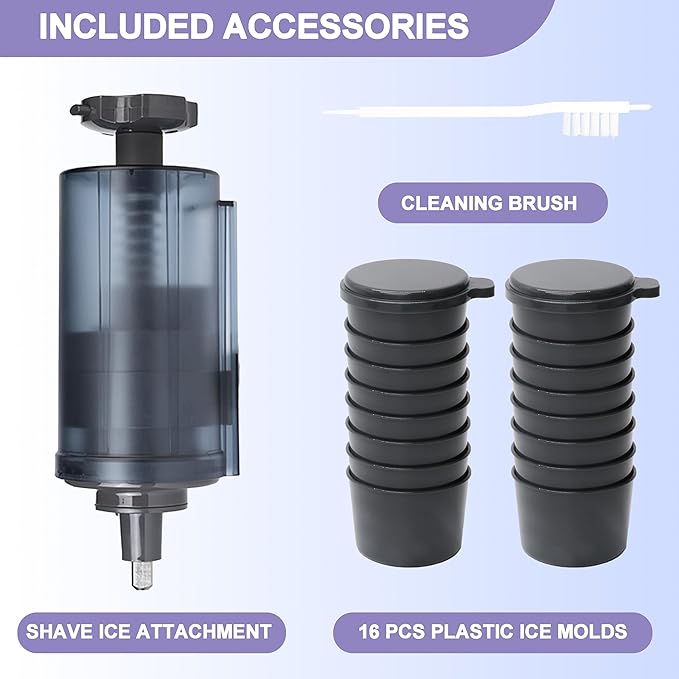 Shaved Ice Attachment for KitchenAid Stand Mixer with 16 Ice Molds, Snow Cone Maker, Ice Shaver Accessories for Stand Mixers Create Fluffy Snow-like Ice Treats at Home