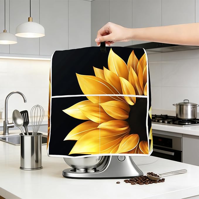 Stand mixer cover with handle and storage bag, reusable and washable, stylish retro floral design, keeps kitchen countertops clean and tidy (fits 6-8 quart mixers).